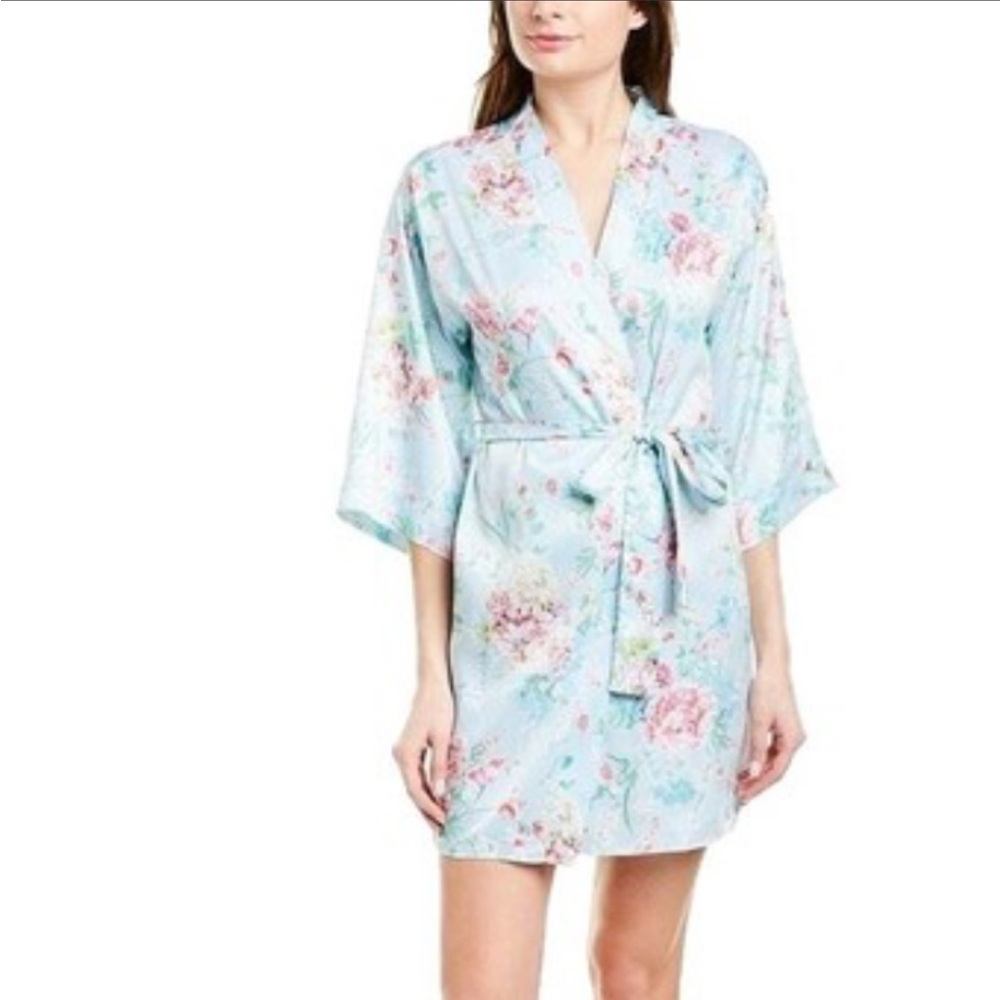 Vintage Oscar de la Renta Pink Label Kimono wrap up Satin Robe XL